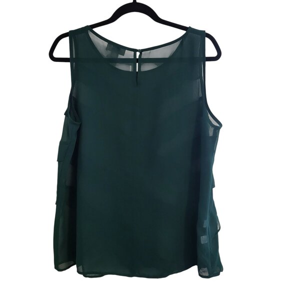 ANN TAYLOR | LOFT | Forrest Green Sleeveless Ribbon Blouse - Picture 3 of 8